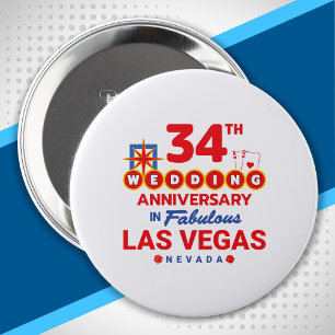 Badge Rond 10 Cm 34th Wedding Anniversary Couples Las Vegas Trip
