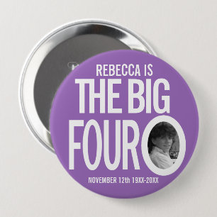 Badge Rond 10 Cm 40e Anniversaire violet coutume la grande photo qu