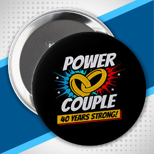 Badge Rond 10 Cm 40th Anniversary Married Couples 40 Years Strong