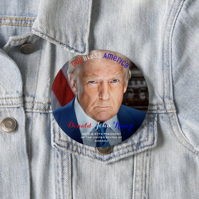 Badge Rond 10 Cm 45ème et 47ème président des États-Unis Donald Tru (En situation)