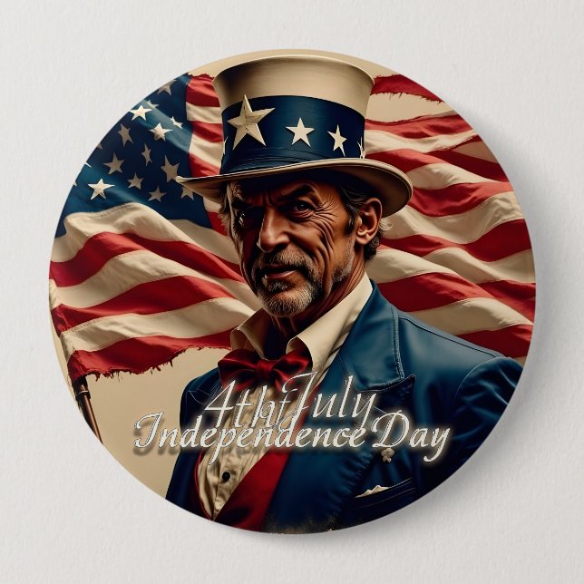 Badge Rond 10 Cm 4 juillet - Esprit d'indépendance (Devant)