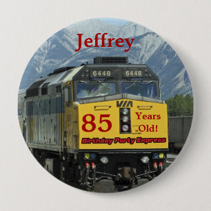 Badge Rond 10 Cm 85 Ans, Train Ferroviaire Anniversaire Bouton Pin