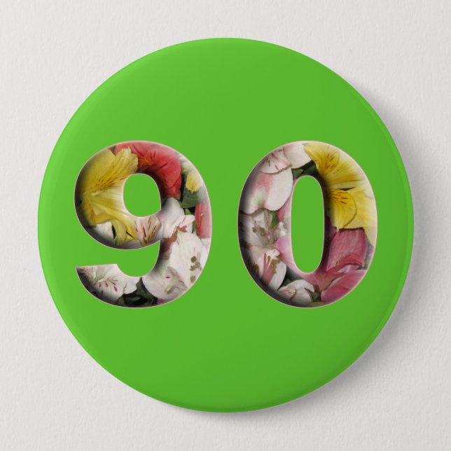 Badge Rond 10 Cm 90e anniversaire 90 ans Milestone Button (Devant)