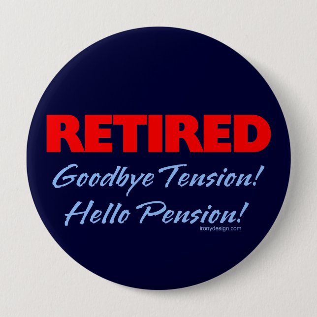 Badge Rond 10 Cm Adieu à la retraite (bleu foncé) (Devant)