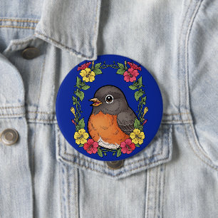 Badge Rond 10 Cm Adorable Connecticut Bird With Mirabilis