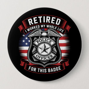 Badge Rond 10 Cm Agent de police officiellement retraité 2026