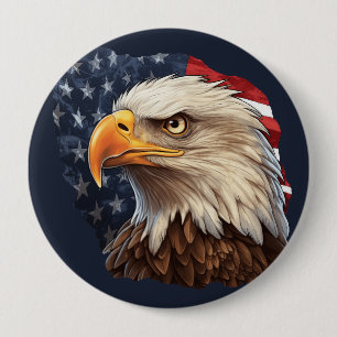 Badge Rond 10 Cm Aigle à drapeau américain