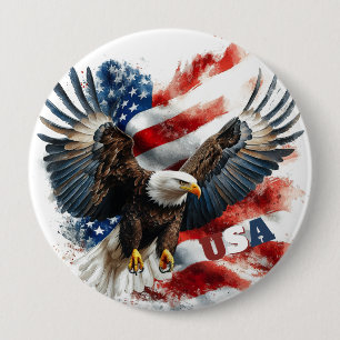 Badge Rond 10 Cm Aigle américain patriotique – Drapeau américain au
