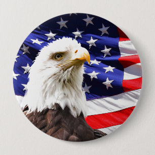 Badge Rond 10 Cm Aigle et drapeau américains