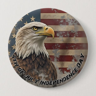 Badge Rond 10 Cm Aigle et drapeau majestueux - Esprit de liberté