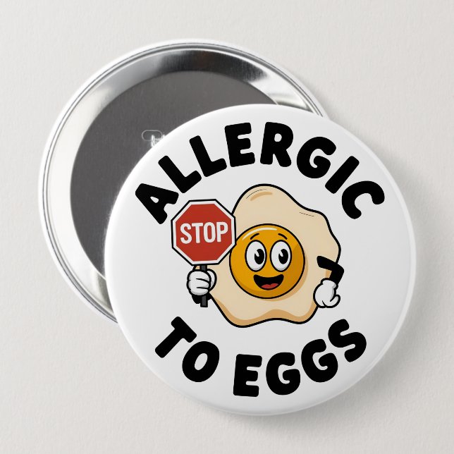 Badge Rond 10 Cm Alerte d'allergie aux oeufs (Devant & derrière)