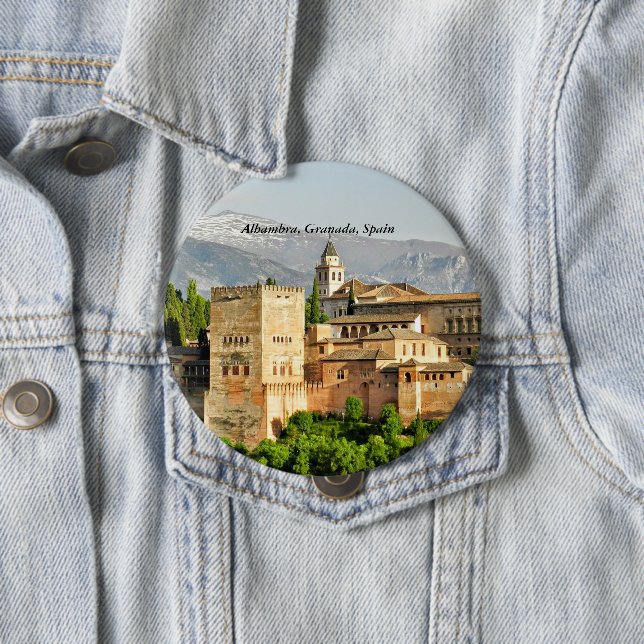 Badge Rond 10 Cm Alhambra, Grenade, Andalousie, Espagne (En situation)