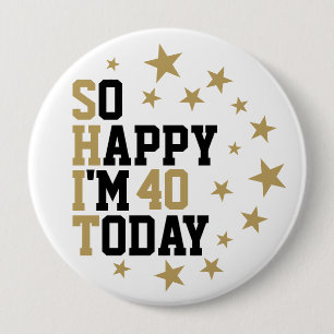 Badge Rond 10 Cm Amusants Anniversaire Noir Et Or Etoiles Customisé