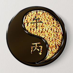 Badge Rond 10 Cm Année du Cheval de Feu