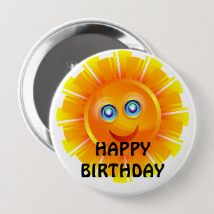Badge Rond 10 Cm ANNIVERSAIRE : Anniversaire soleil