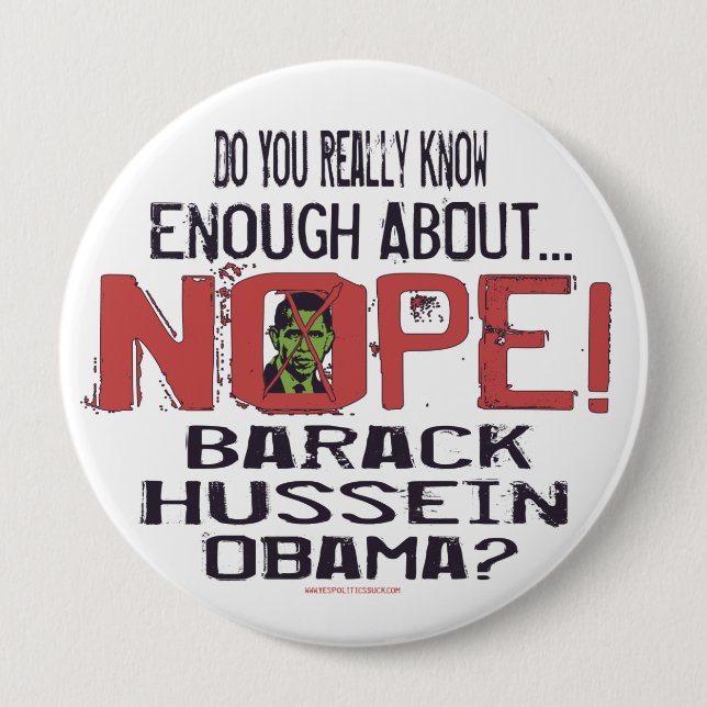Badge Rond 10 Cm Anti Obama bouton de Nope (Devant)