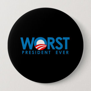 Badge Rond 10 Cm Anti-Obama - Le pire président que jamais