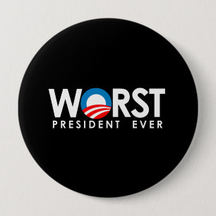 Badge Rond 10 Cm Anti-Obama - le plus mauvais blanc du Président