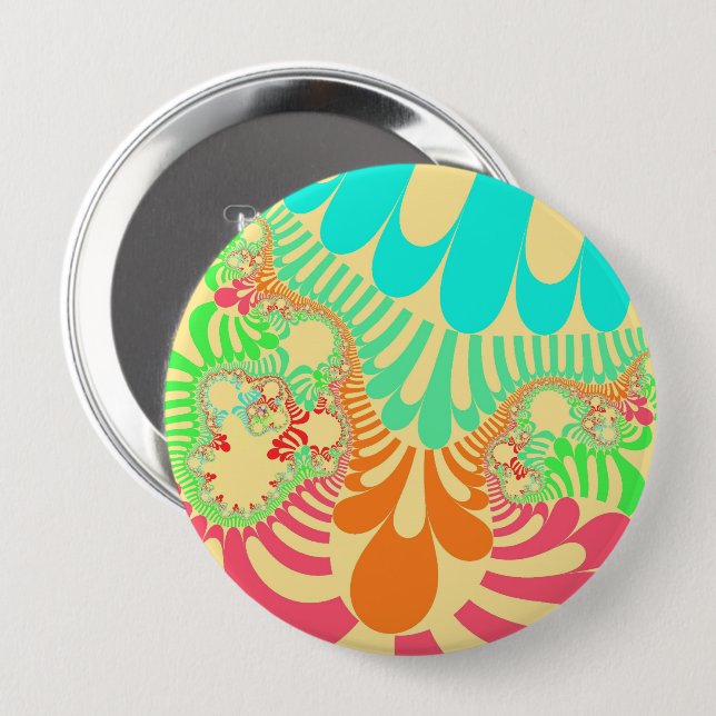 Badge Rond 10 Cm Arc-en-ciel jaune (Devant & derrière)