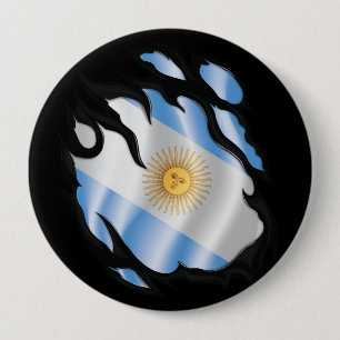 Badge Rond 10 Cm Argentine déchiré le drapeau