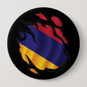 Badge Rond 10 Cm Arménie Drapeau déchiré