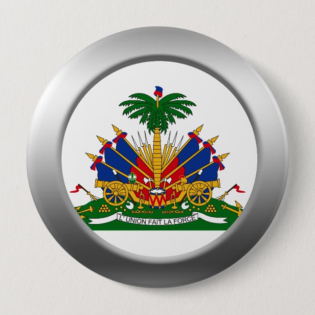 Badge Rond 10 Cm Armoiries d'Haïti (Devant)