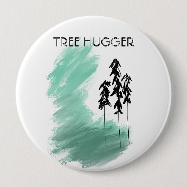 Badge Rond 10 Cm art de l'arbre vert scandinave simple moderne ment (Devant)