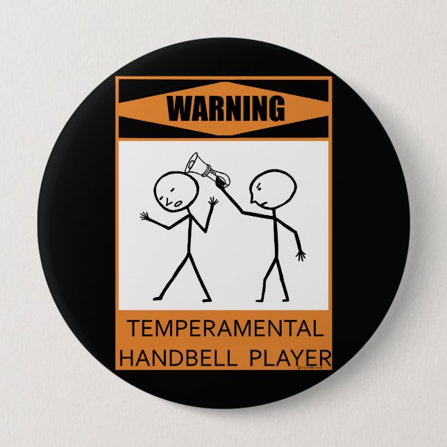 Badge Rond 10 Cm Avertissement Joueur de sonnette temporaire (Devant)