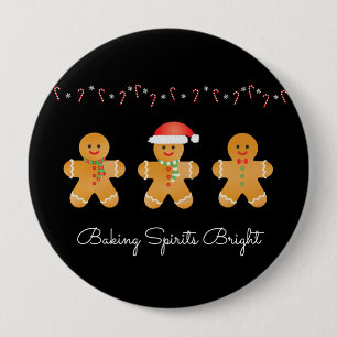 Badge Rond 10 Cm Baking Spiritueux Bright Gingerbread Hommes