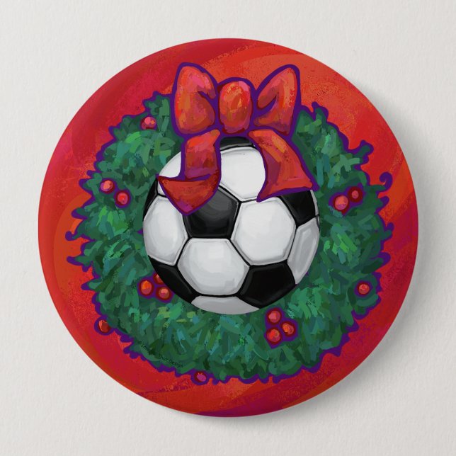 Badge Rond 10 Cm Balle de football Noël (Devant)