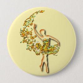 Badge Rond 10 Cm Ballerina Bouton Ballet Dancer Feu Fille