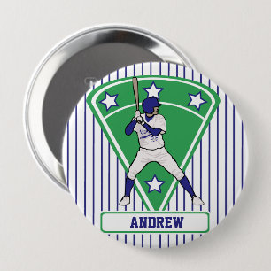 Badge Rond 10 Cm Batterie de baseball personnalisée Star Blue