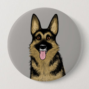 Badge Rond 10 Cm Beau berger allemand Chien caricature animal de co