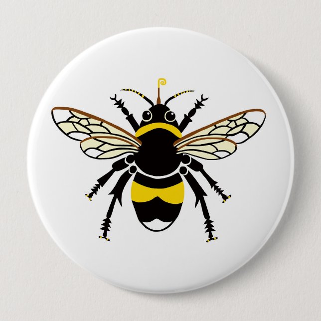 Badge Rond 10 Cm BEE cool - Insecte - jaune et noir (Devant)