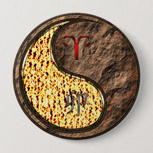 Badge Rond 10 Cm Bélier & Lapin de Terre