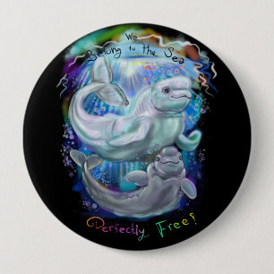 Badge Rond 10 Cm Beluga Whales