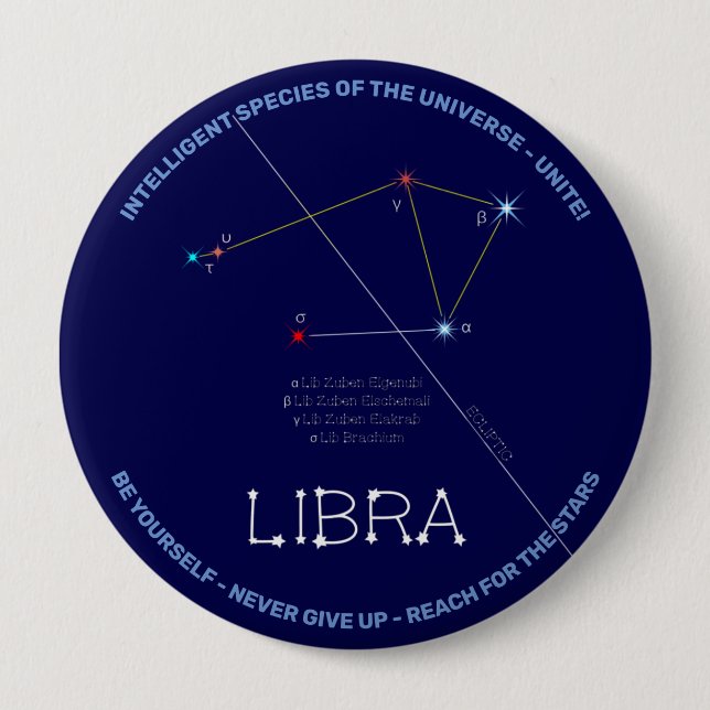 Badge Rond 10 Cm Bibliothèque de constellation zodiaque (Devant)