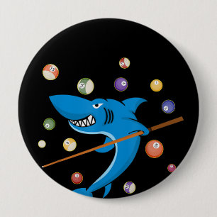 Badge Rond 10 Cm Billiard Shark 8 Balle Joueur Pool Table Stick