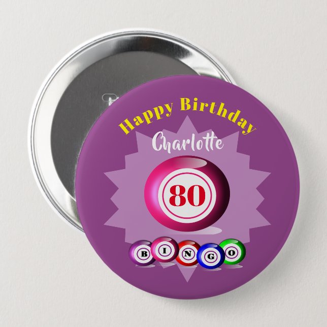 Badge Rond 10 Cm Bingo Thématique Amusement Anniversaire Personnali (Devant & derrière)