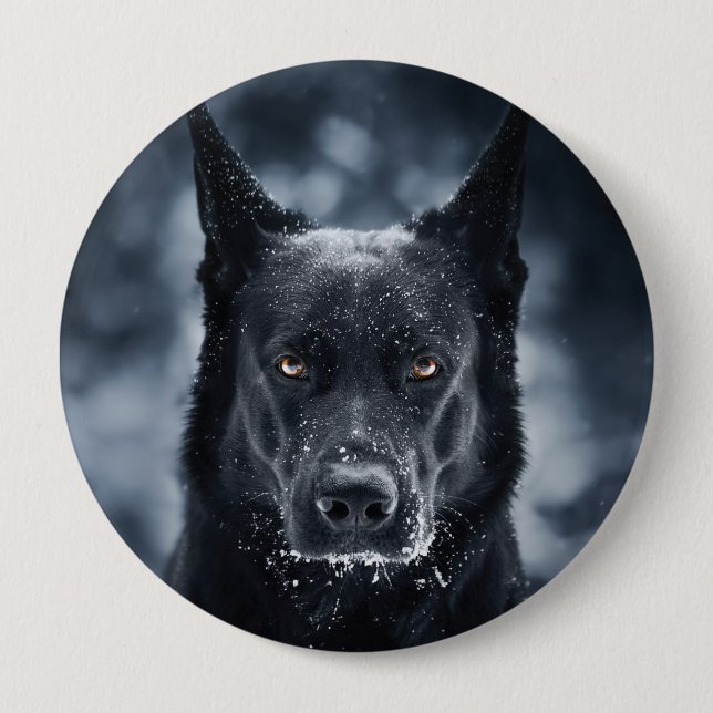 Badge Rond 10 Cm Black German Shepherd (Devant)