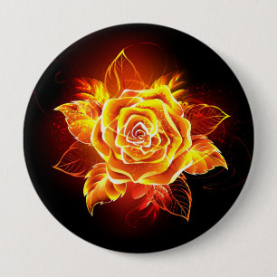 Badge Rond 10 Cm Blooming Fire Rose