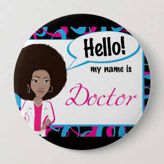 Badge Rond 10 Cm Bonjour étiquette nommée - Dr. Afro