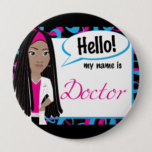 Badge Rond 10 Cm Bonjour étiquette nommée - Dr. Dreadlocks
