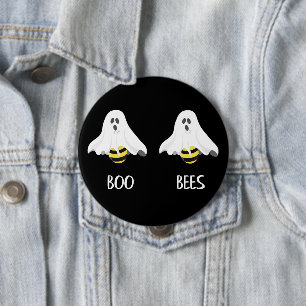 Badge Rond 10 Cm Boo Bees Fantôme Humour Halloween