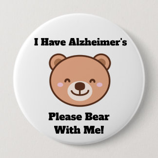 Badge Rond 10 Cm Bouton Adulte J'ai la maladie d'Alzheimer