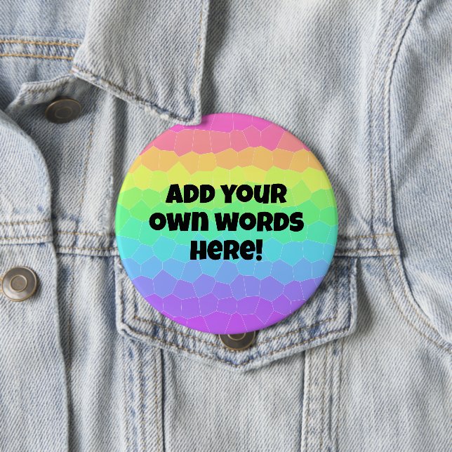 Badge Rond 10 Cm Bouton arc-en-ciel personnalisé (En situation)