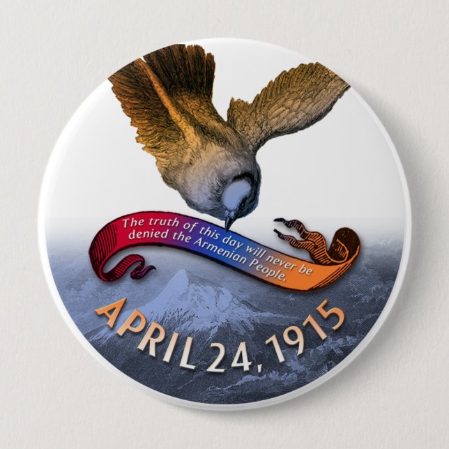 Badge Rond 10 Cm Bouton arménien de génocide (Devant)