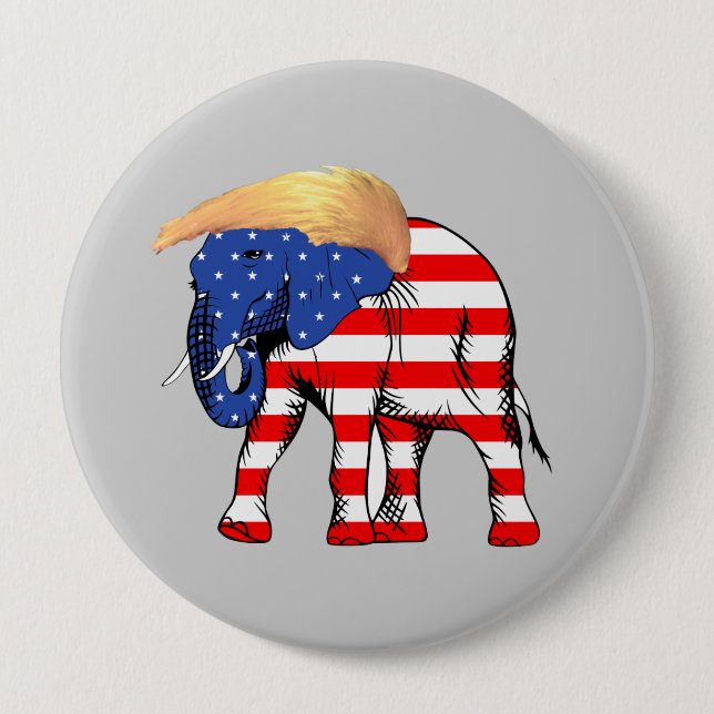Badge Rond 10 Cm Bouton arrière rond de l'éléphant à cheveux maladr (Devant)