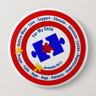 Badge Rond 10 Cm Bouton Arrondi de maman autiste