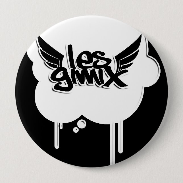 Badge Rond 10 Cm Bouton blanc de bulle de Les Gimix (Devant)